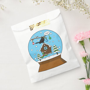 Snow Globe with Blackbird Singing Favour Bag