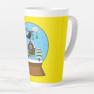 Snow Globe with Blackbird Singing Latte Mug