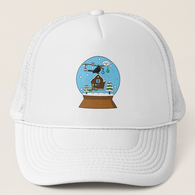 Snow Globe with Blackbird Singing Trucker Hat (Front)