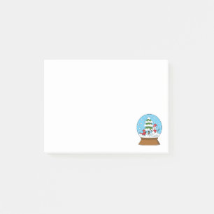 Snow Globe with Cardinal Snowman and Pine Tree Post-it Notes