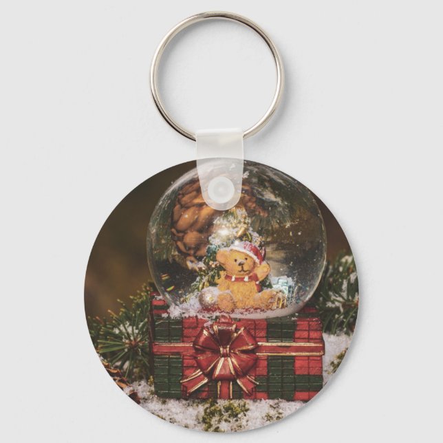 Snow globe with cute Bear Key Ring (Front)