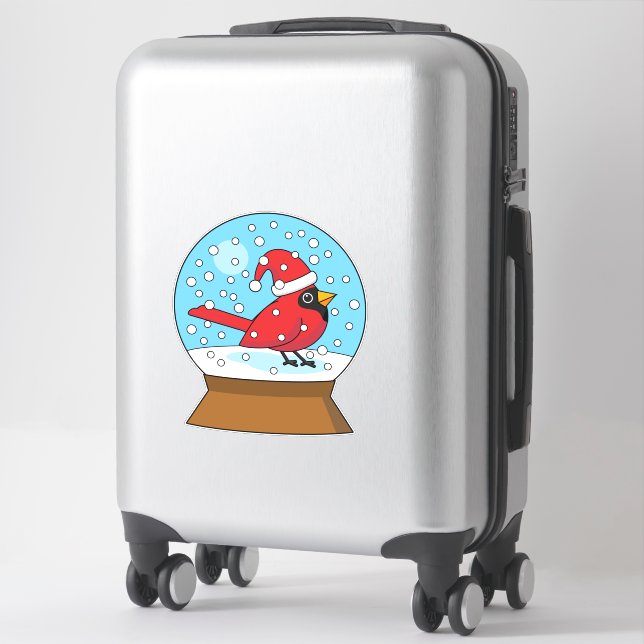 Snow Globe with Cute Red Cardinal (Suitcase)