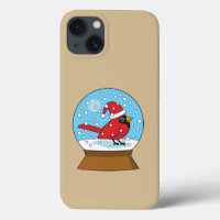 Snow Globe with Cute Red Cardinal