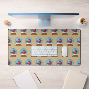 Snow Globe with Cute Red Cardinal Desk Mat