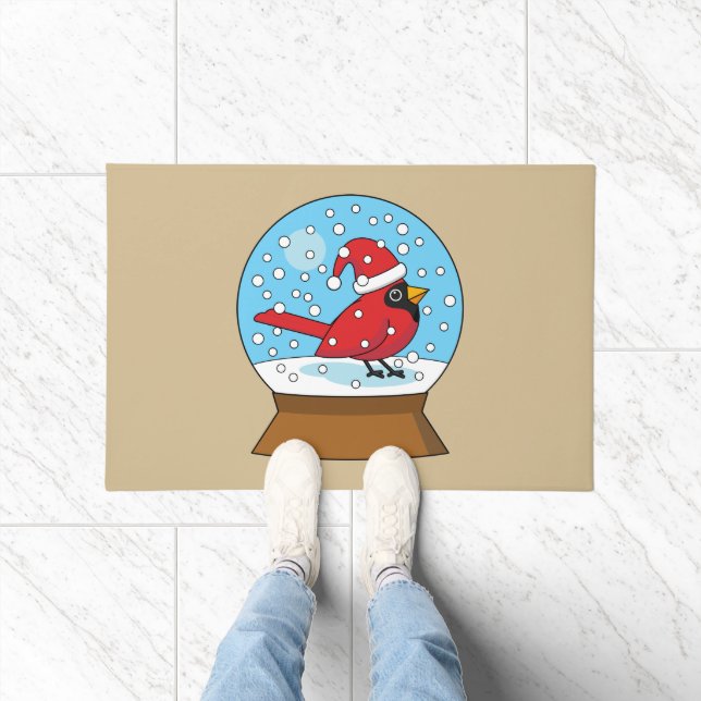 Snow Globe with Cute Red Cardinal Doormat (Indoor)