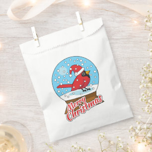 Snow Globe with Cute Red Cardinal Favour Bag