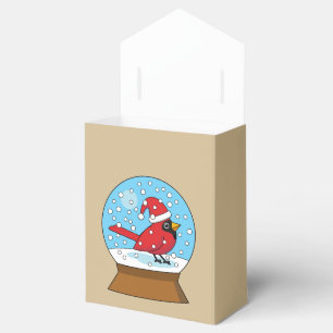Snow Globe with Cute Red Cardinal Favour Box