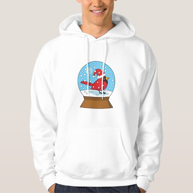 Snow Globe with Cute Red Cardinal Hoodie (Front)