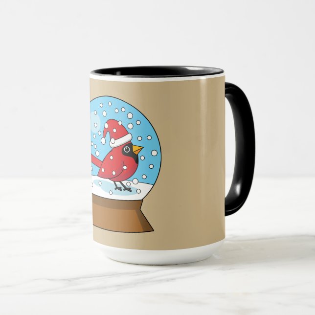 Snow Globe with Cute Red Cardinal Mug (Front Right)