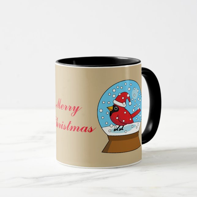 Snow Globe with Cute Red Cardinal Mug (Front Right)