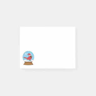 Snow Globe with Cute Red Cardinal Post-it Notes