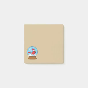 Snow Globe with Cute Red Cardinal Post-it Notes