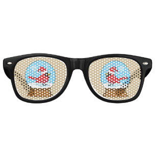 Snow Globe with Cute Red Cardinal Retro Sunglasses