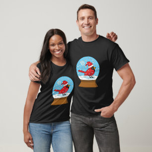 Snow Globe with Cute Red Cardinal T-Shirt