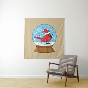 Snow Globe with Cute Red Cardinal Tapestry