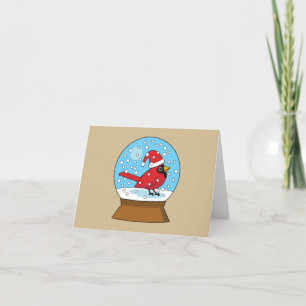 Snow Globe with Cute Red Cardinal Thank You Card