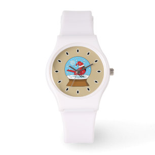 Snow Globe with Cute Red Cardinal Watch