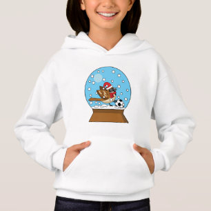 Snow Globe with Cute Sparrow Playing Soccer