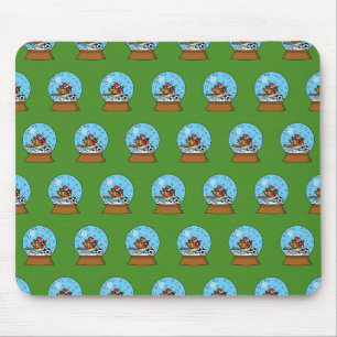 Snow Globe with Cute Sparrow Playing Soccer Mouse Pad