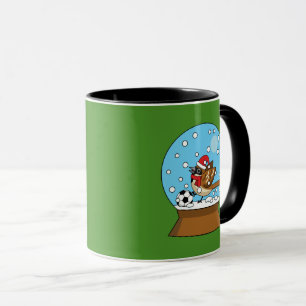 Snow Globe with Cute Sparrow Playing Soccer Mug