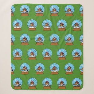 Snow Globe with Cute Sparrow Playing Soccer Sherpa Blanket