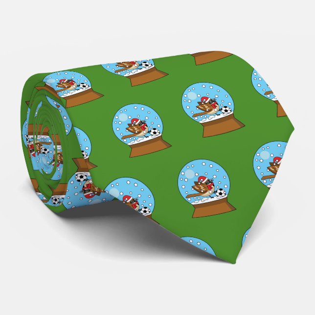 Snow Globe with Cute Sparrow Playing Soccer Tie (Rolled)