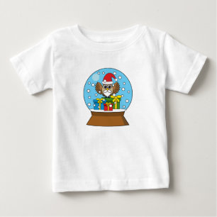 Snow Globe with Santa Claus Owl Baby T-Shirt