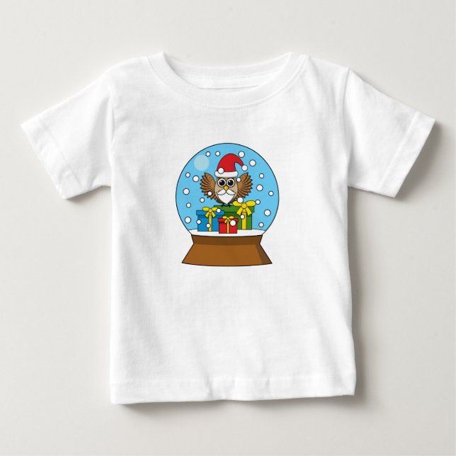 Snow Globe with Santa Claus Owl Baby T-Shirt (Front)