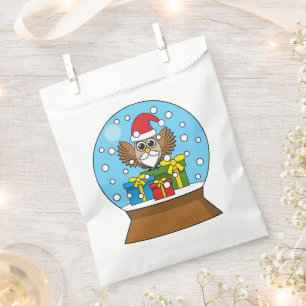 Snow Globe with Santa Claus Owl Favour Bag