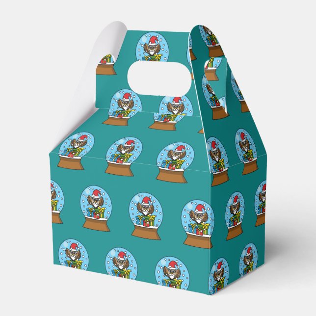 Snow Globe with Santa Claus Owl Favour Box (Front Side)