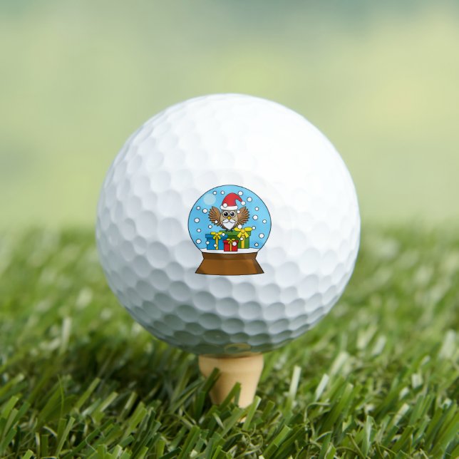 Snow Globe with Santa Claus Owl Golf Balls (Insitu Tee)