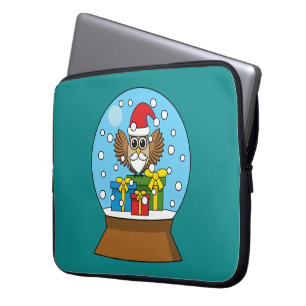 Snow Globe with Santa Claus Owl Laptop Sleeve