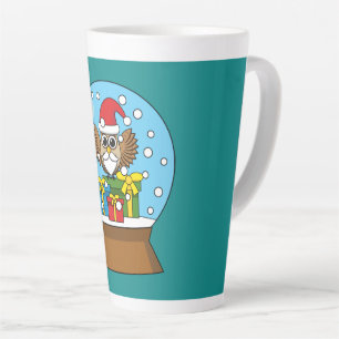 Snow Globe with Santa Claus Owl Latte Mug