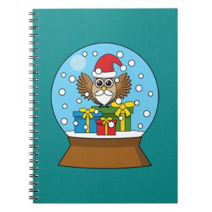 Snow Globe with Santa Claus Owl Notebook
