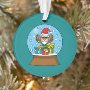 Snow Globe with Santa Claus Owl Ornament