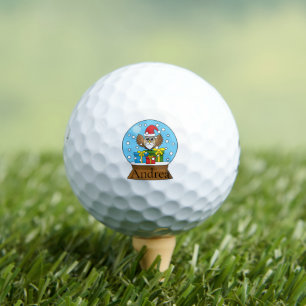 Snow Globe with Santa Claus Owl   Personalise Golf Balls