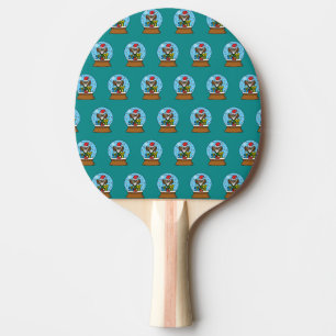 Snow Globe with Santa Claus Owl Ping Pong Paddle