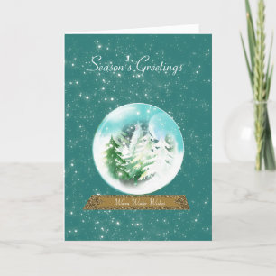 Snow Globe with Snow and Trees Winter Holiday Card