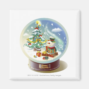 Snow globe with snowman and Christmas tree Magnet