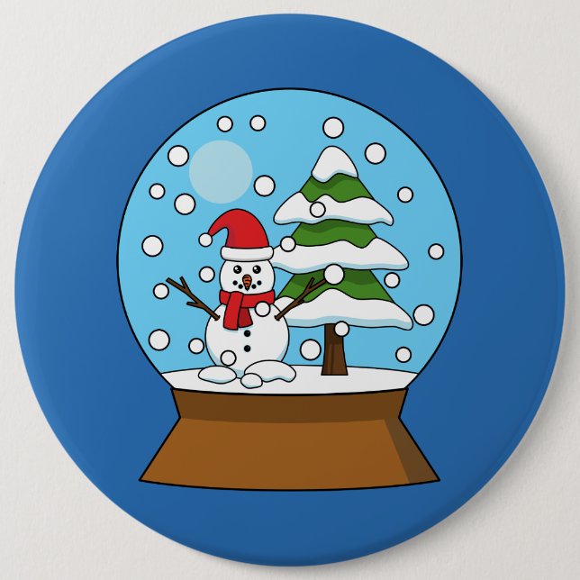 Snow Globe with Snowman and Pine Tree 6 Cm Round Badge (Front)