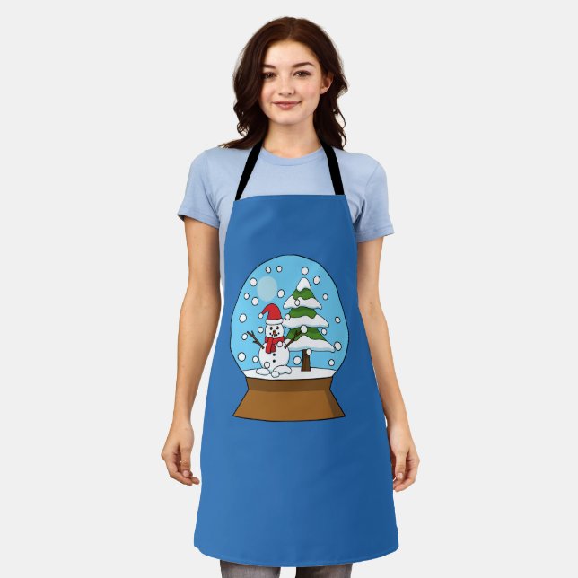Snow Globe with Snowman and Pine Tree Apron (Worn)