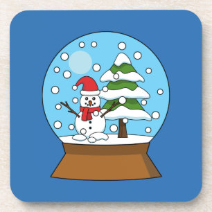 Snow Globe with Snowman and Pine Tree Coaster