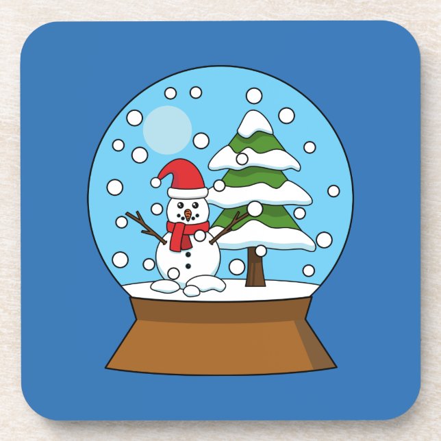 Snow Globe with Snowman and Pine Tree Coaster (Front)