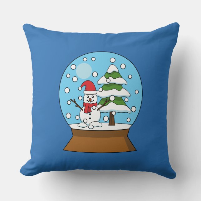 Snow Globe with Snowman and Pine Tree Cushion (Front)