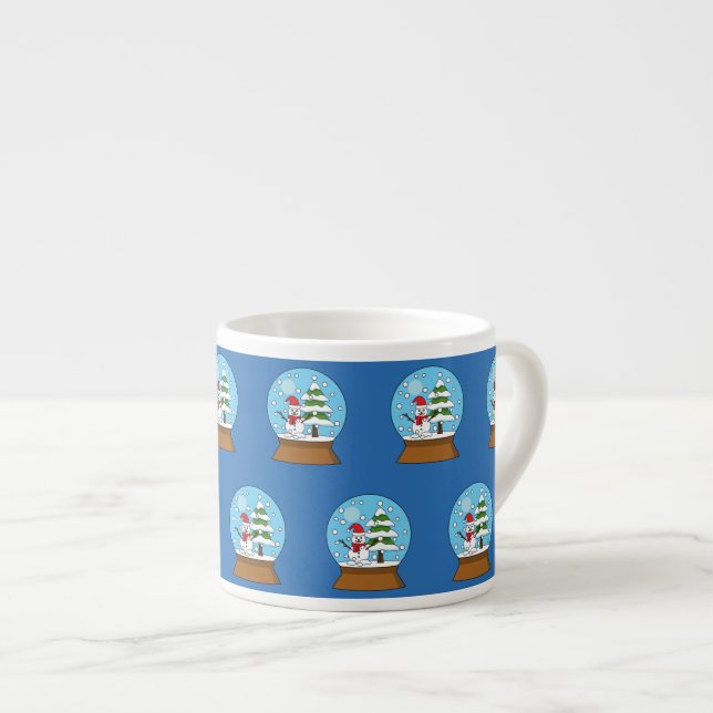 Snow Globe with Snowman and Pine Tree Espresso Cup (Front Right)