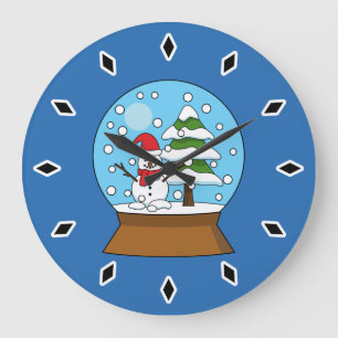 Snow Globe with Snowman and Pine Tree Large Clock
