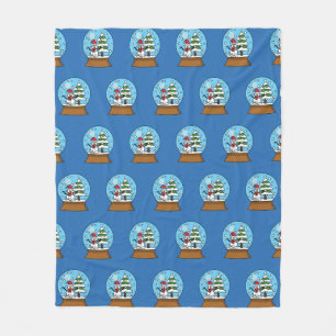 Snow Globe with Snowman and Pine Tree Pattern Fleece Blanket