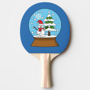 Snow Globe with Snowman and Pine Tree Ping Pong Paddle