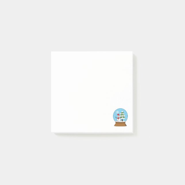 Snow Globe with Snowman and Pine Tree Post-it Notes (Front)