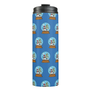 Snow Globe with Snowman and Pine Tree Thermal Tumbler